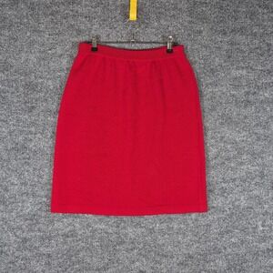ST. John by Marie Gray Red Santana Knit Straight Pencil Solid‎ Skirt Size 8